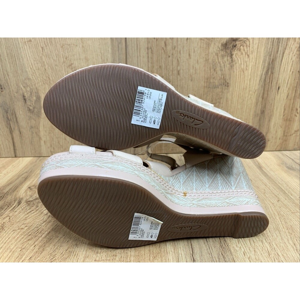 Clarks  Collection Womens  Zia Noble Wedge Heel Shoes Nude Leather  Size 8M - Picture 5 of 16